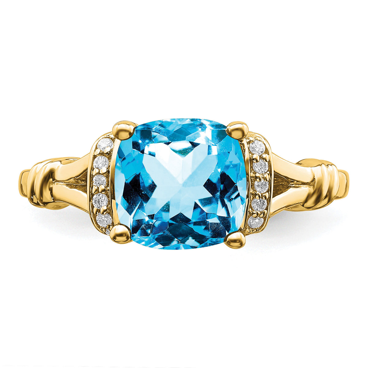 14k Blue Topaz and Diamond Ring-RM7158