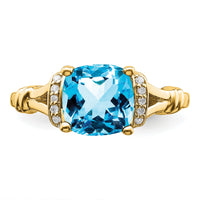 14k Blue Topaz and Diamond Ring-RM7158
