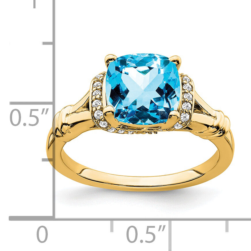 14k Blue Topaz and Diamond Ring-RM7158