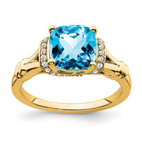 14k Blue Topaz and Diamond Ring-RM7158