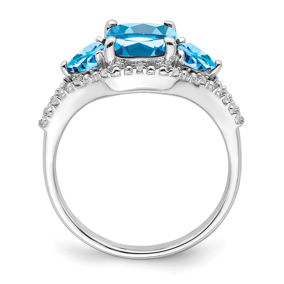 14k White Gold Blue Topaz and Diamond Ring-RM7159