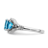 14k White Gold Blue Topaz and Diamond Ring-RM7159