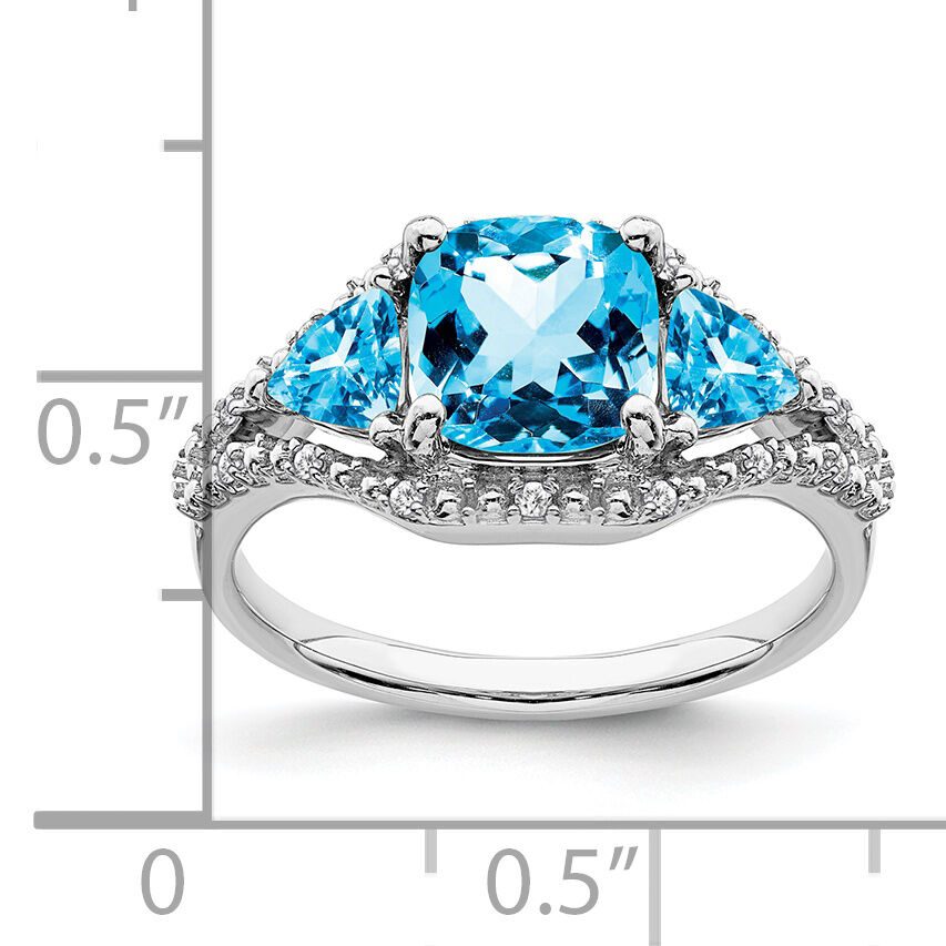 14k White Gold Blue Topaz and Diamond Ring-RM7159