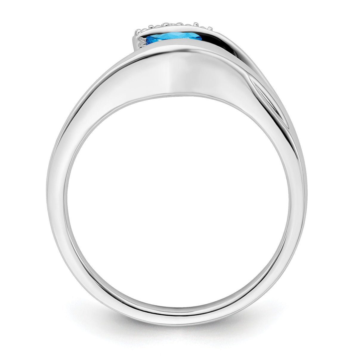 14k White Gold Trillion Blue Topaz and Diamond Ring-RM7160