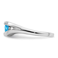 14k White Gold Trillion Blue Topaz and Diamond Ring-RM7160