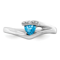 14k White Gold Trillion Blue Topaz and Diamond Ring-RM7160