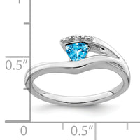 14k White Gold Trillion Blue Topaz and Diamond Ring-RM7160