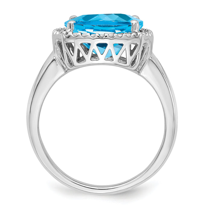 14k White Gold Blue Topaz and Diamond Ring-RM7161
