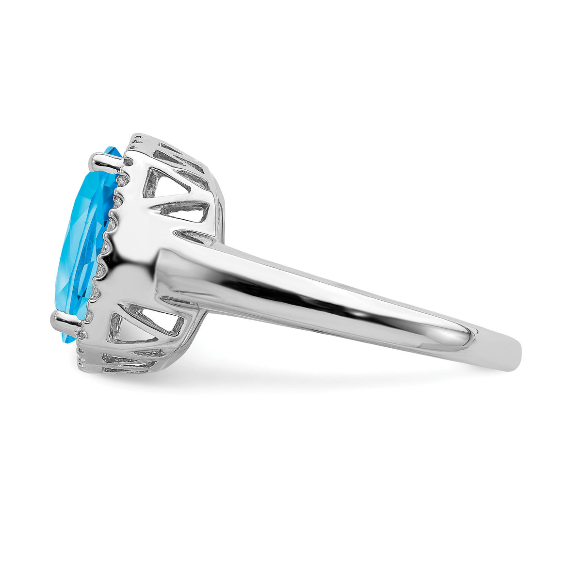 14k White Gold Blue Topaz and Diamond Ring-RM7161