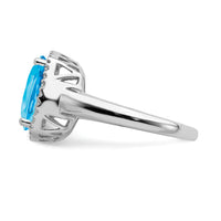 14k White Gold Blue Topaz and Diamond Ring-RM7161