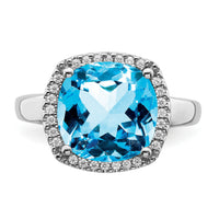 14k White Gold Blue Topaz and Diamond Ring-RM7161