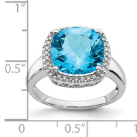 14k White Gold Blue Topaz and Diamond Ring-RM7161