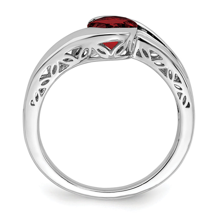 14k White Gold Garnet Bypass Ring-RM7164