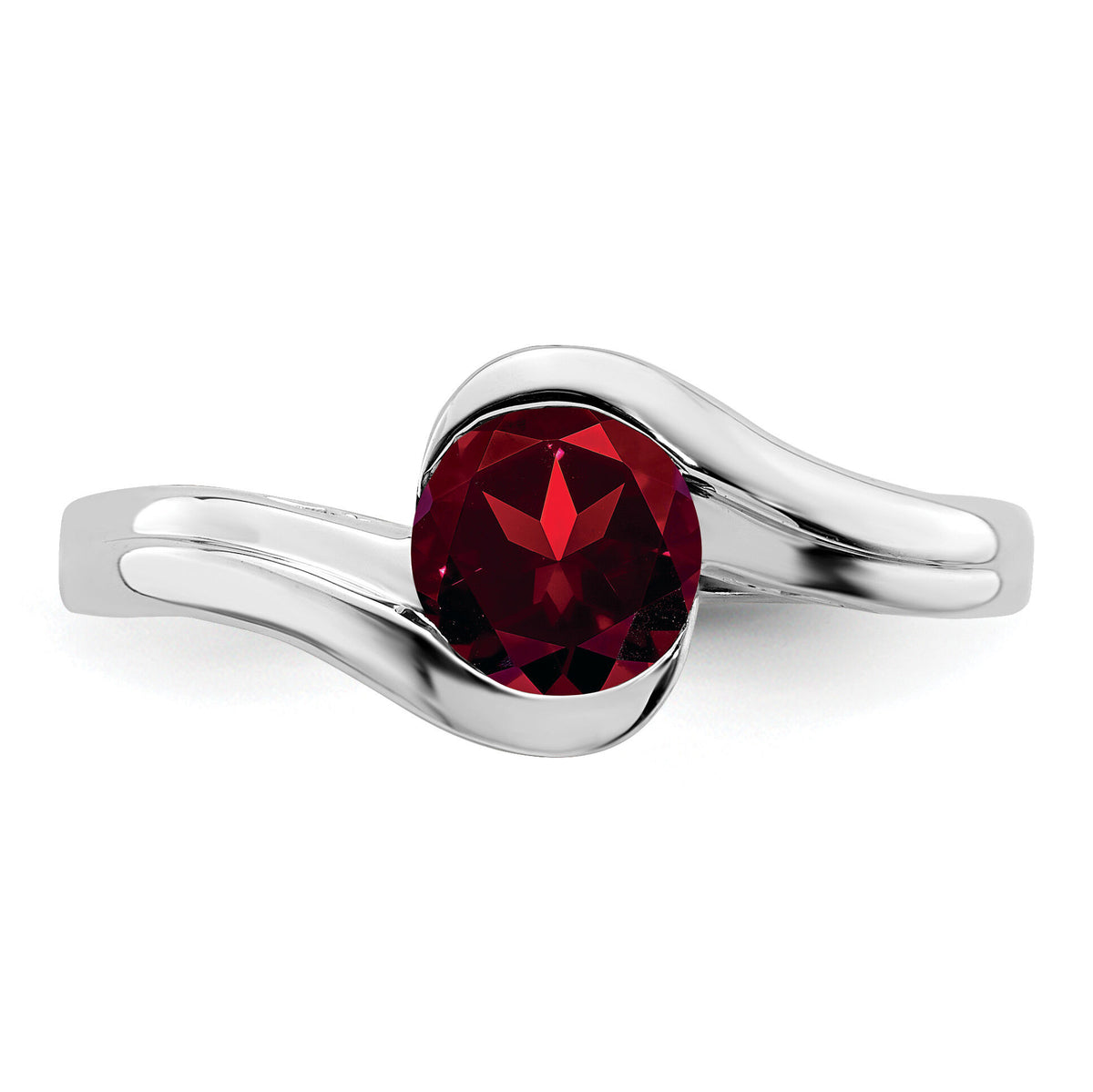 14k White Gold Garnet Bypass Ring-RM7164