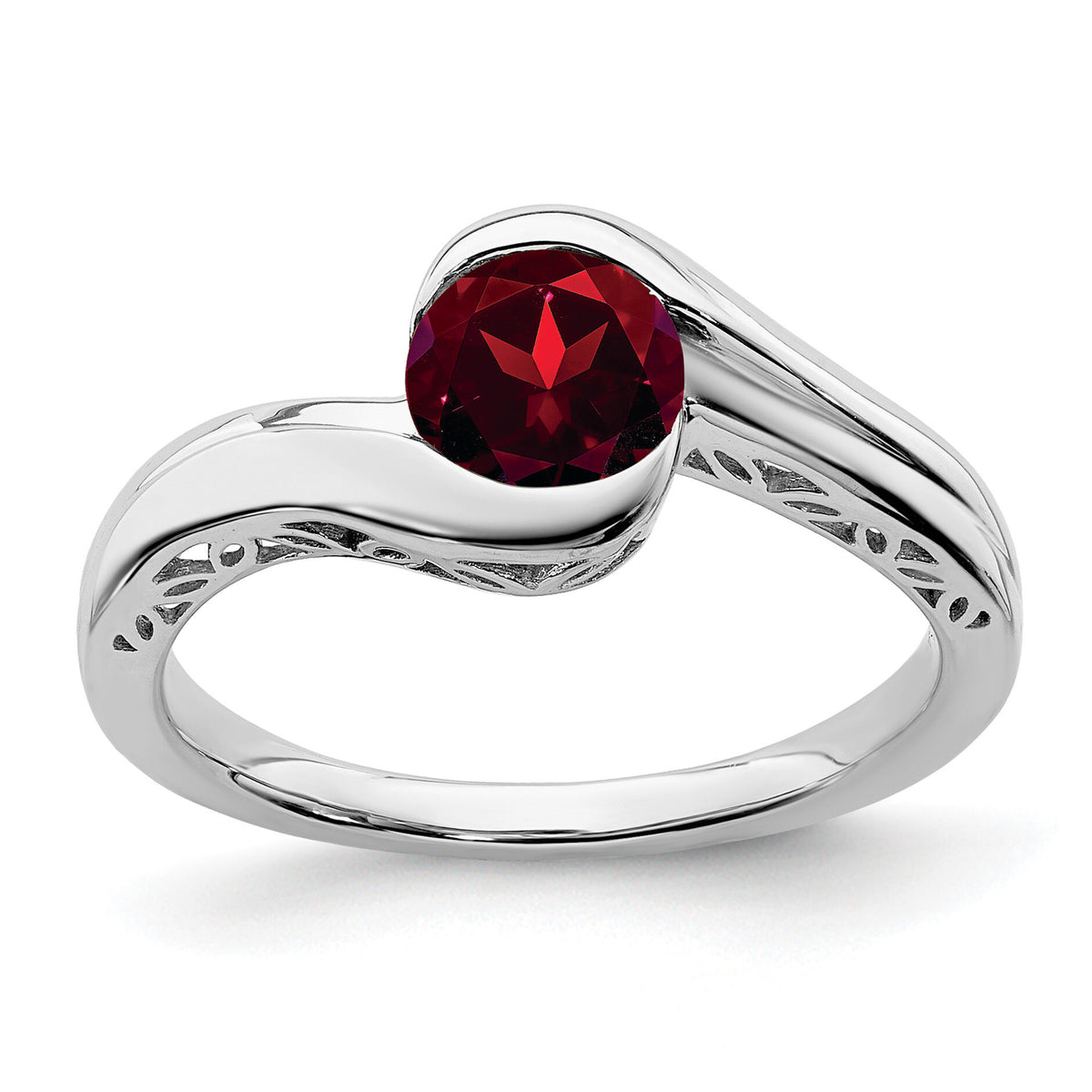 14k White Gold Garnet Bypass Ring-RM7164