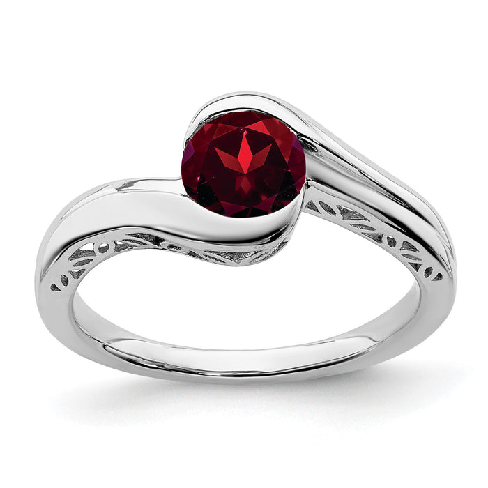 14k White Gold Garnet Bypass Ring-RM7164