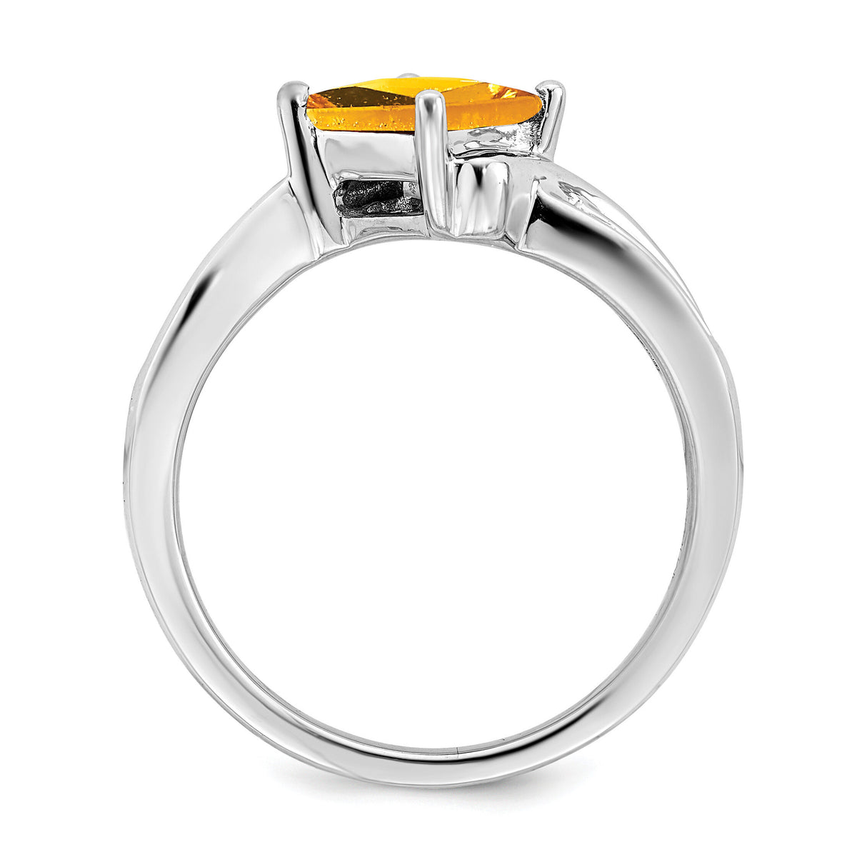 14k White Gold Square Citrine and Diamond Ring-RM7166