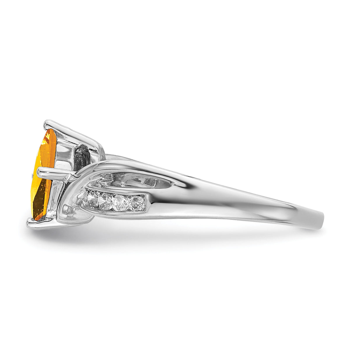 14k White Gold Square Citrine and Diamond Ring-RM7166
