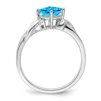 14k White Gold Cushion Blue Topaz and Diamond Ring-RM7167