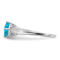 14k White Gold Cushion Blue Topaz and Diamond Ring-RM7167