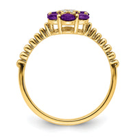 14k Amethyst and Diamond Floral Ring-RM7191