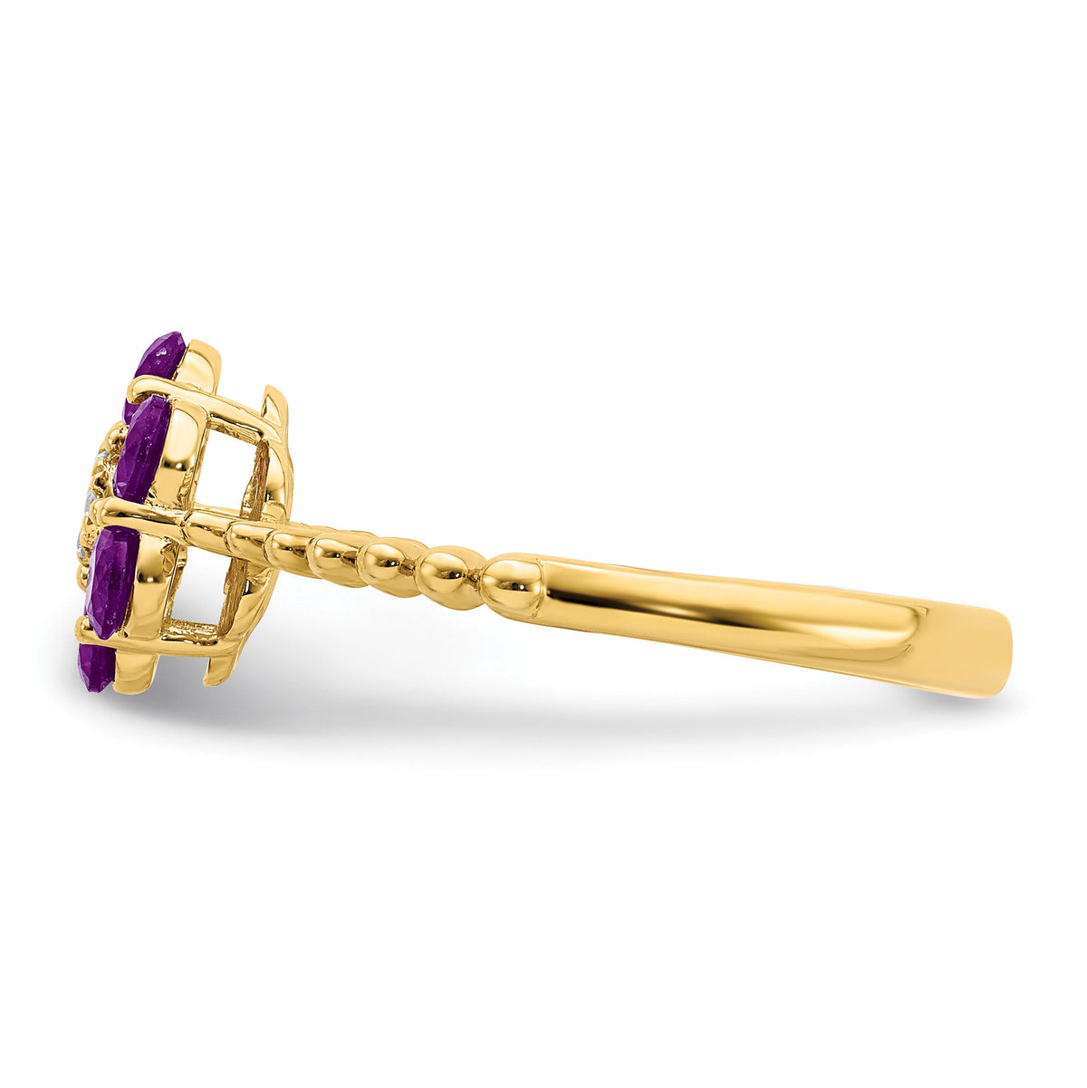 14k Amethyst and Diamond Floral Ring-RM7191
