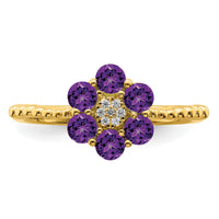 14k Amethyst and Diamond Floral Ring-RM7191