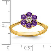 14k Amethyst and Diamond Floral Ring-RM7191