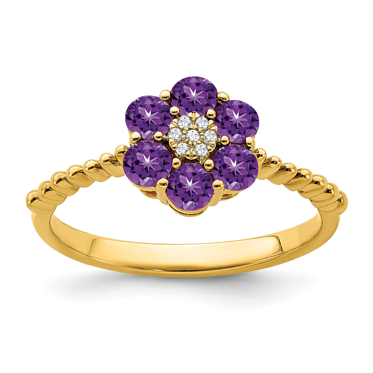 14k Amethyst and Diamond Floral Ring-RM7191