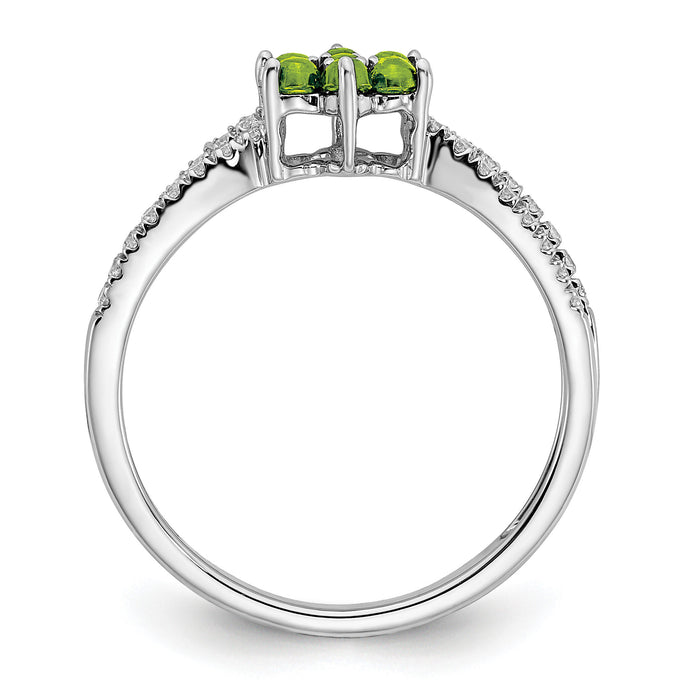 14k White Gold Peridot and Diamond Floral Ring-RM7199