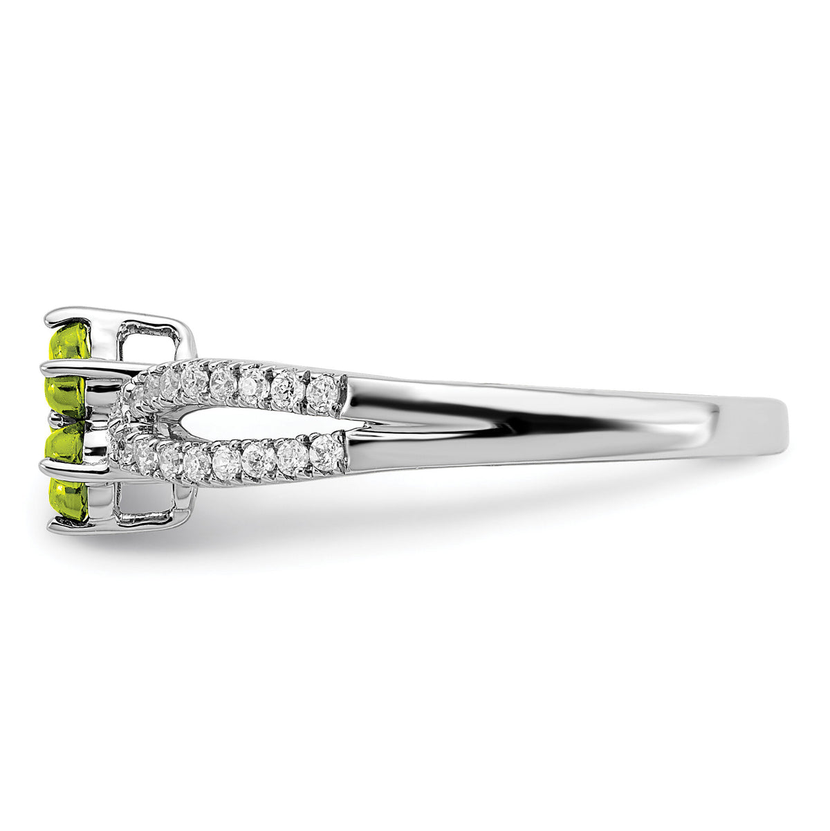14k White Gold Peridot and Diamond Floral Ring-RM7199