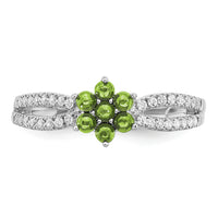 14k White Gold Peridot and Diamond Floral Ring-RM7199
