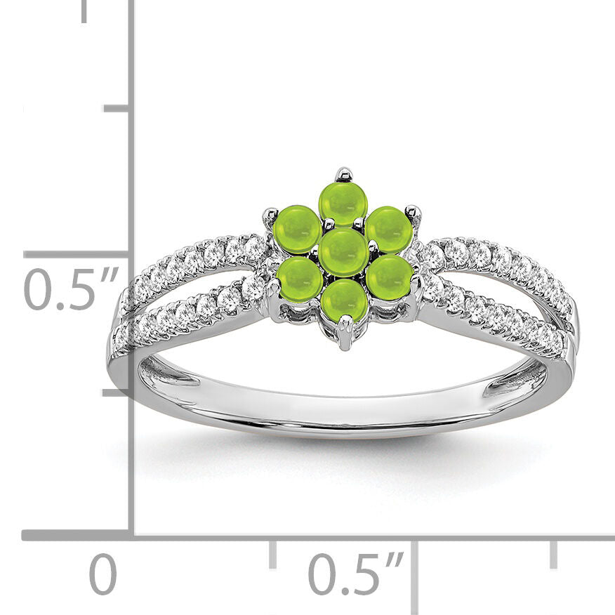 14k White Gold Peridot and Diamond Floral Ring-RM7199