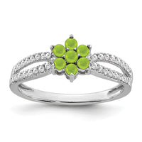 14k White Gold Peridot and Diamond Floral Ring-RM7199