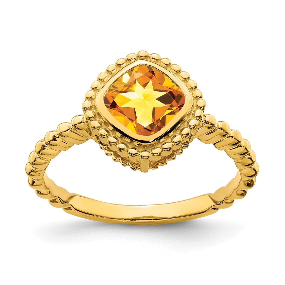 14k Cushion Citrine Ring-RM7201