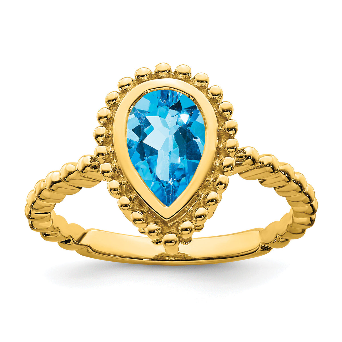 14k Pear Blue Topaz Ring-RM7203