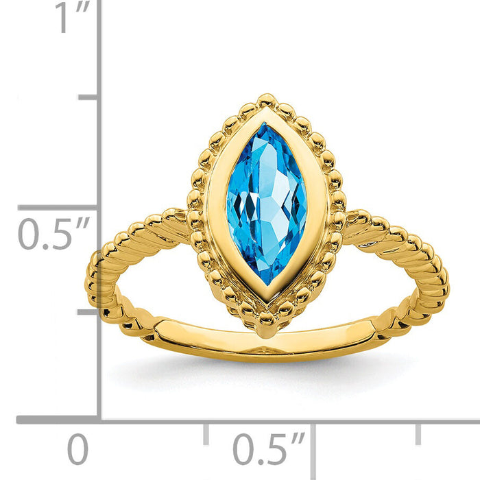 14k Marquise Blue Topaz Ring-RM7204