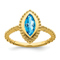 14k Marquise Blue Topaz Ring-RM7204