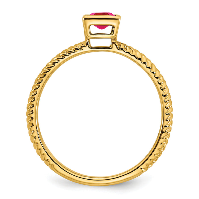 14k Square Bezel Ruby Ring-RM7230