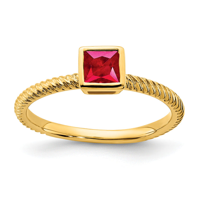 14k Square Bezel Ruby Ring-RM7230