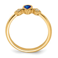 14k Pear Bezel Sapphire and Diamond Ring-RM7234