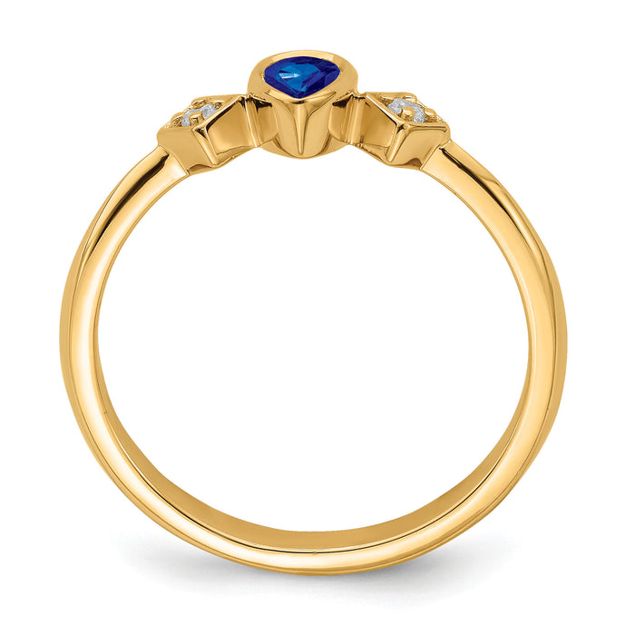 14k Pear Bezel Sapphire and Diamond Ring-RM7234