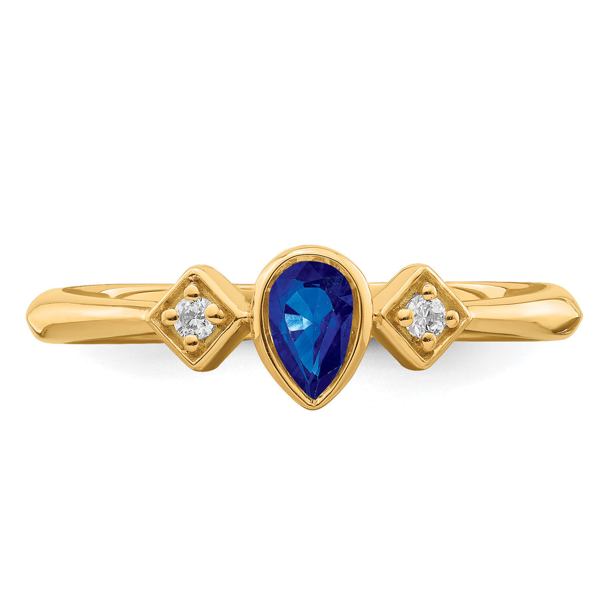 14k Pear Bezel Sapphire and Diamond Ring-RM7234