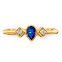 14k Pear Bezel Sapphire and Diamond Ring-RM7234