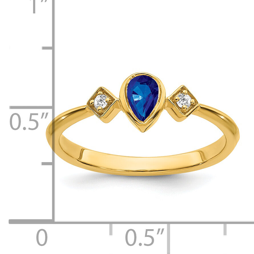 14k Pear Bezel Sapphire and Diamond Ring-RM7234