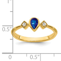14k Pear Bezel Sapphire and Diamond Ring-RM7234