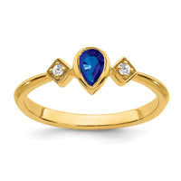 14k Pear Bezel Sapphire and Diamond Ring-RM7234