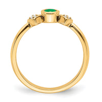 14k Oval Bezel Emerald and Diamond Ring-RM7235