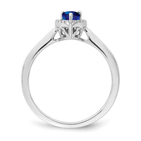 14k White Gold Pear Sapphire and Diamond Halo Ring-RM7237