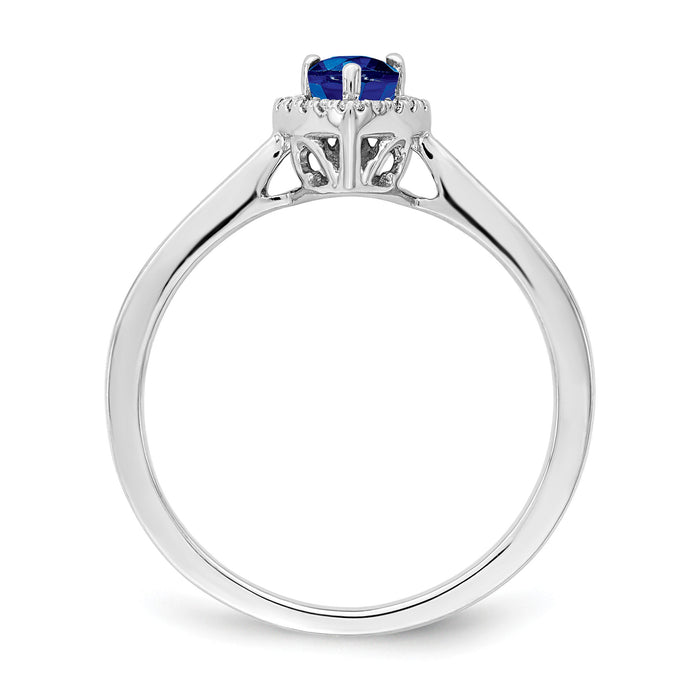 14k White Gold Pear Sapphire and Diamond Halo Ring-RM7237